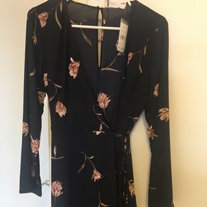 Navy floral LUSH wrap dress